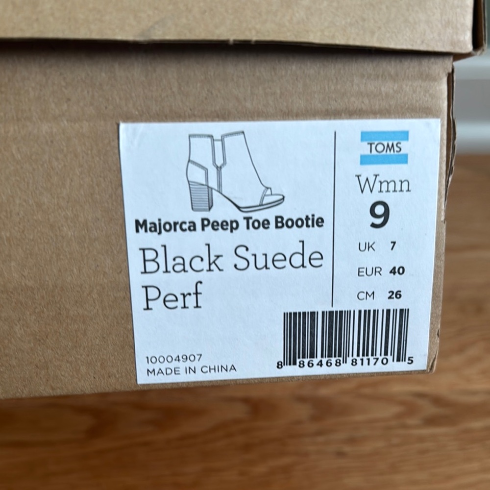 Toms Black Ankle Boots Suede Perforated